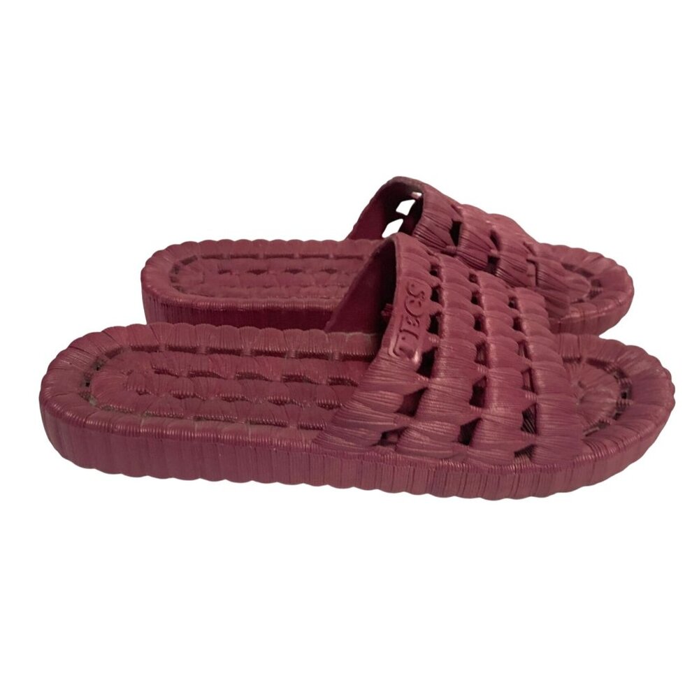 Tecs Womens Size 240 7 Purple Slip On Slide Sandals Shoes Plastic Relaxed Flat W